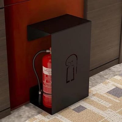 Brandblusserkast Metaal - Decoratiebeugel Opslag - Veiligheid Beveiligen - Ventilatie Ontwerp - 55 cm Hoog - Zwart