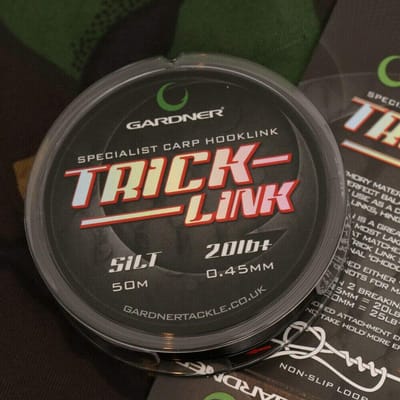 Gardner Trick Linkspecialist karper haaklink materiaal kleur Silt 20lbs 50m spoel c/o Reelfishing