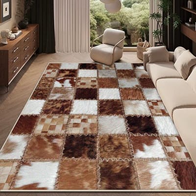 Amerika Retro Woonkamer Tapijt Geometrische Decoratie Huis Tafels Stoel Antislip Kleed Slaapkamer Bedzijde Zacht Wasbare Vloermatten 3.9x5.2ft(120x160cm)