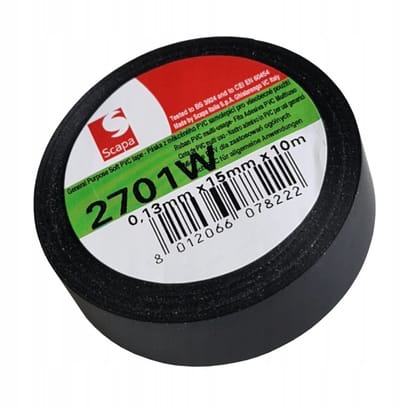 Scapa 2701W Zelfdovende PVC Isolatietape Zwart 15mm x 10m