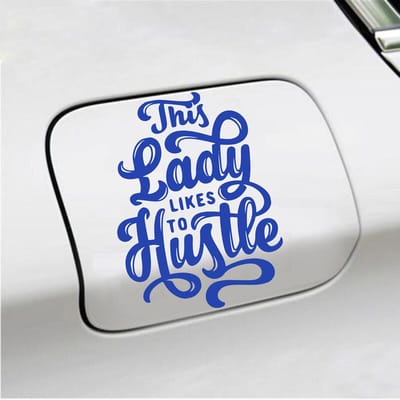 Bumpersticker - This Lady Likes To Hustle - 13,8 X 10,3 - Blauw