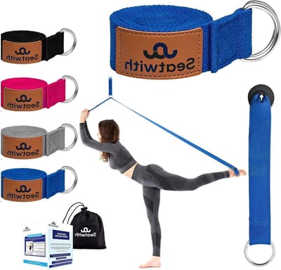 Yoga Riem - Oefenbanden Fitness - Spierversterking - Inclusief Deuranker - 200 cm Lengte - Blauw