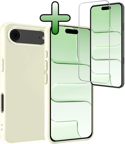 Hoesje Met Screenprotector - Geschikt voor Apple iPhone Air - Sterk & Shockproof - Back Cover - Siliconen Case - Telefoon Hoes - Wit