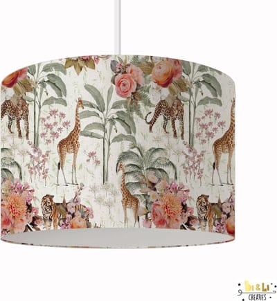 Hanglamp safari roses - lampen - 30x30x24 cm - kinder & babykamer - kunststof - wit - excl. lichtbron