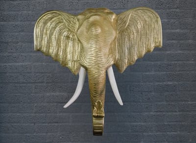 Wandornament Olifantenkop XXL - 105 cm - Lichtgoud - Polystone