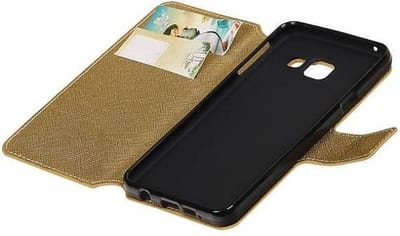 Cross Pattern TPU Bookstyle Hoesje - Wallet Case Telefoonhoesje - Geschikt voor Samsung Galaxy A3 (2016) Goud