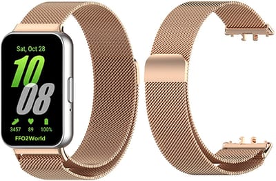 Stravo RVS Milanees bandje geschikt voor Samsung Galaxy Fit 3 - Milanese band met magneetsluiting - Roségoud