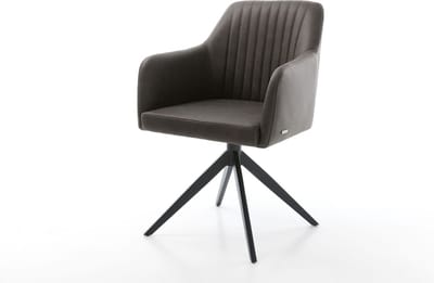 Gestoffeerde-stoel Greg-Flex kruisframe breed zwart microvelours antraciet vintage pocketveer kern