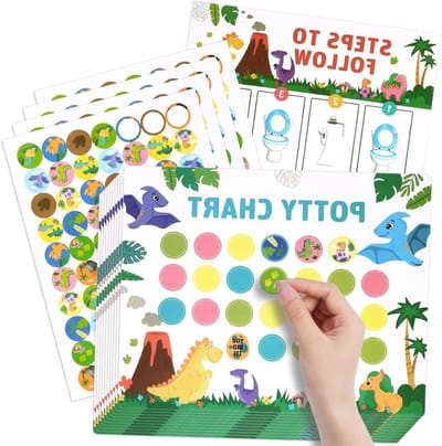 Zindelijkheidstraining Beloningsbord voor Kinderen - 10 Beloningskaarten met Dinosaurus Thema