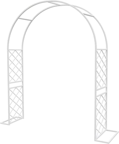 Rozenboog Metaal - Tuinboog Klimplanten - Tuindecoratie Creëren - Stabiele Roestbestendige Structuur - B280 x H240cm - Wit