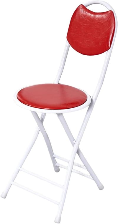Vouwbare barkruk - Opvouwbaar krukje - Extra zitplaats - Met rugleuning - 45 cm hoog - Rood