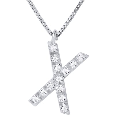 Ketting Diamonds 0.07 Cts alfabet letter "X" witte goud 18 Karaat
