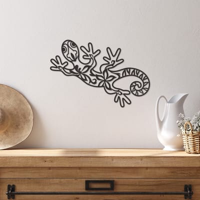 Wanddecoratie Salamander - Muurdecoratie Gecko - Muurdecoratie Hout - Wanddecoratie Hout - Muurdecoratie Woonkamer - Wanddecoratie Woonkamer - Wanddecoratie Industrieel - Wanddecoratie Dieren - Home Decor - Wall Line Art - 43 x 29 cm