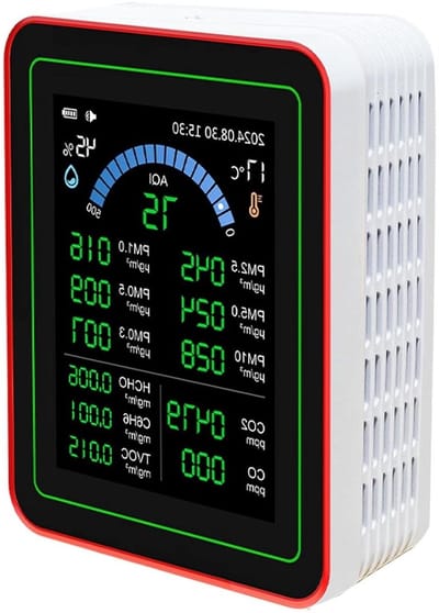 Luchtkwaliteit Tester - Binnenluchtmeter - Binnenklimaat Monitoren - Data Opslag Functie - 2.8 inch HD Display - Wit