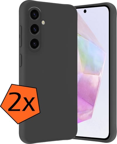Hoes - 2 Stuks - Geschikt voor Samsung Galaxy A35 - Sterk & Shockproof - Case Siliconen - Back Cover - Telefoon Hoes - Zwart