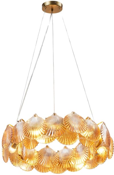 Kosilum - Amanda - Hanglamp - Amber en messing - Metaal en glas