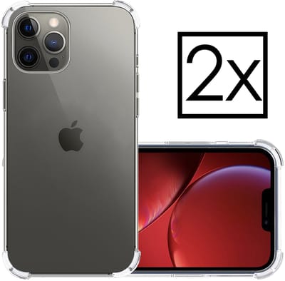 Hoesje - 2 Stuks - Geschikt voor Apple iPhone 13 Pro - Sterk & Shockproof - Siliconen Case - Back Cover - Telefoon Hoes Shock Proof - Transparant