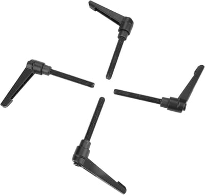 Set van 4 verstelbare klemhendels met M6 schroefdraad, roestvrij staal, zwart, ideaal voor machinebouw en meubelmontage