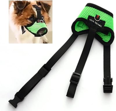 Honden Muilkorf - Hond Mondbescherming - Veiligheid en Comfort - Ademend en Drinkbaar Gaas - Maat M - Groen