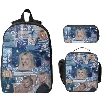 3 Stuks Renee Rapp Zanger Fans Schooltassen Set voor Jongen Meisje Pennen Etuis Rugzak Sets met Lunchbox Voor School Leerlingen Rugzak gray