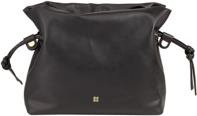 DuDu - Minimalistische Leren Crossbody Tas - Dames - Zwart - Gouden Details