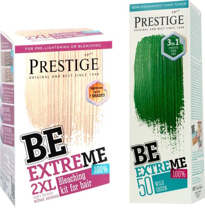 Prestige Semi-Permanente Groene Haarverf Set – Bleach Kit Blondeerpoeder + Wild Green Haarverf Groen – Voordeelverpakking 2 x 100ml