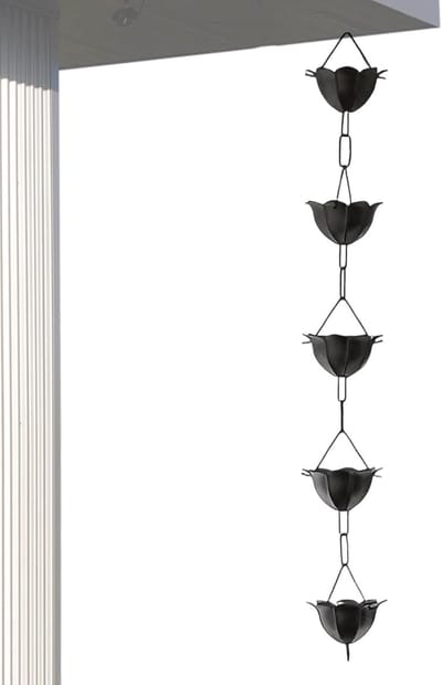Regenketting Beker - Gootafvoer Ketting - Water Leiden Tuin - Duurzaam Aluminium - 1 Meter Lengte - Zwart