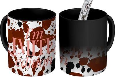 Magische Mok - Foto op Warmte Mokken - Koffiemok - Koeienprint - Limited edition - Rood - Magic Mok - Beker - 350 ML - Theemok - Mok met Tekst