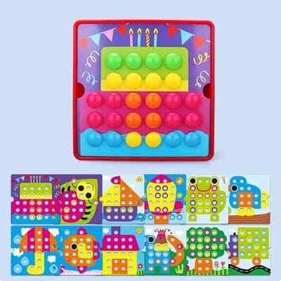 Nieuwe Paddestoelnagel DIY Cartoon Handgemaakte Speelgoed Kinderen Montessori Educatief Speelgoed Intelligent 3D Puzzelspel Legpuzzel Bord Cadeaus blue