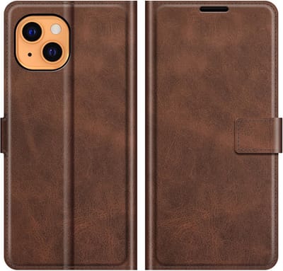 Coverup Hoesje - Geschikt voor iPhone 13 Hoesje - Coverup Deluxe Book Case - Donkerbruin