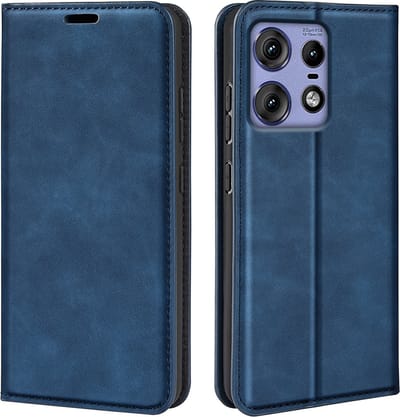 MobyDefend Hoesje - Geschikt voor Motorola Edge 50 Pro - Luxe Wallet Bookcase (Magnetische Sluiting) - Blauw