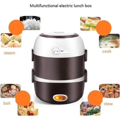 Boîte à lunch électrique 3 couches 2L Facile à tenir Chauffage électrique Boîte à lunch Bento Contenant réchauffeur de stockage alimentaire 110V 200W 3