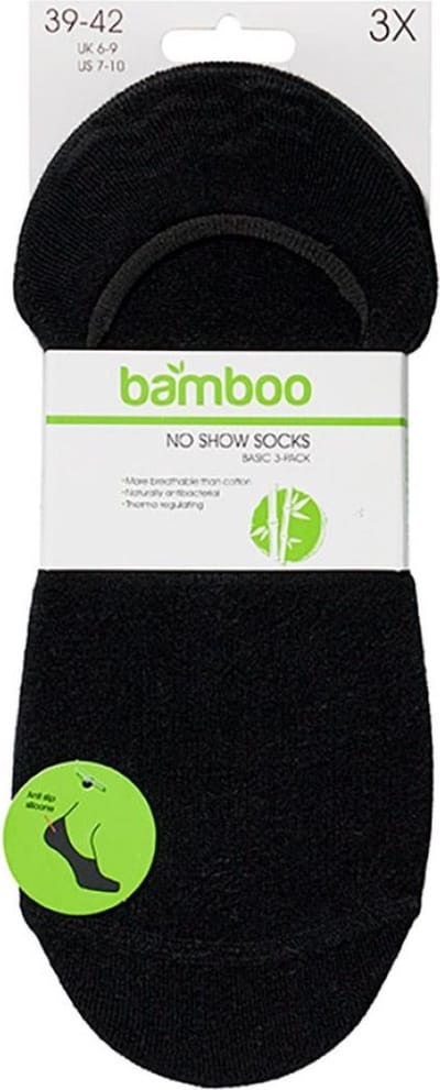 Apollo - 6-Pack - Bamboe Footies - Badstof Voetbed - Hypoallergeen - Heren / Dames - zwart - 35-38 - 121476000