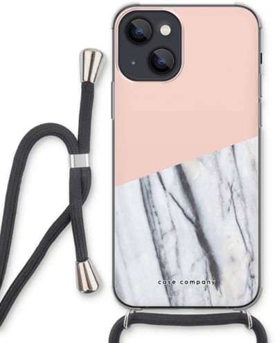 Case Company® - Hoesje met koord geschikt voor iPhone 13 hoesje met Koord - A touch of peach - Telefoonhoesje met Zwart Koord - Bescherming aan alle Kanten en Over de Schermrand