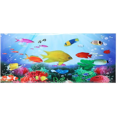Achtergrond Poster Decoratief Schilderij PVC Sticker Landschapsafbeelding voor Aquarium Vissenkom 61x30cm blue
