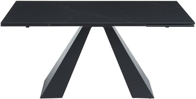 Vente-unique Verlengbare eettafel 6 tot 10 personen van gehard glas, keramiek en metaal - Zwart marmereffect - LOZIPA