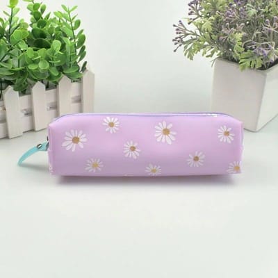 1 pièces Kawaii trousse à crayons transparente Daisy cadeau Estuches école boîte à crayons trousse à crayons fournitures scolaires papeterie violet