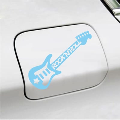 Bumpersticker - Gitaar Rock N Roll - 10,4 X 14,8 - Licht Blauw