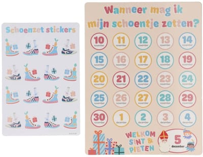 Folat - Aftelkalender - 'Wanneer mag ik mijn schoentje zetten?' - Sint en Pieten - Welkom Sinterklaas - Sinterklaas versiering - Sinterklaas intocht - Sinterklaas en Piet -sinterklaas Cadeautjes