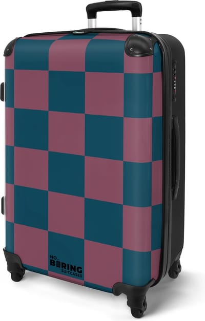 NoBoringSuitcases.com® - Koffer groot - Rolkoffer lichtgewicht - Kleurrijke schaakbord print - Reiskoffer met 4 wielen - Grote reis trolley XL - Luggage suitcase - Hardcase reistrolley medium - 20 kg bagage