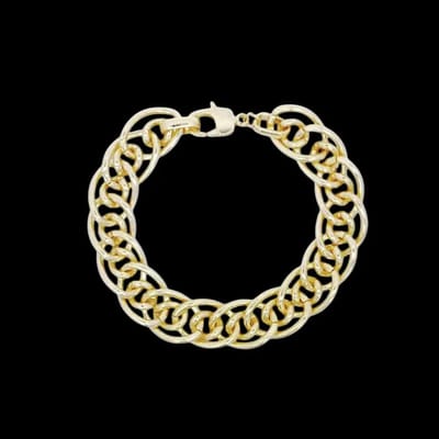 Victoria Valenza Goudkleurige Dubbele Fantasie Schakelarmband - Armband - Goudkleurig - Schakelarmband