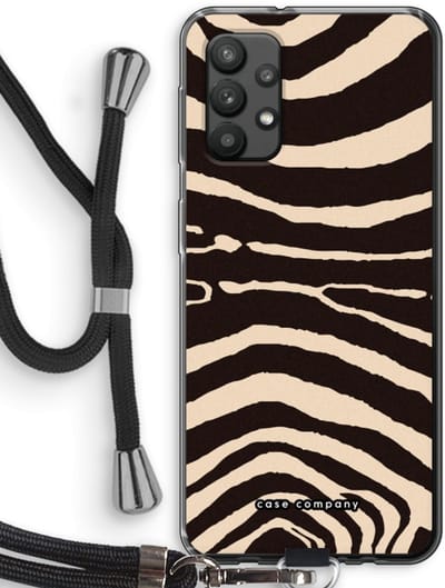 Case Company® - Hoesje met koord geschikt voor Samsung Galaxy A32 4G hoesje met Koord - Arizona Zebra - Telefoonhoesje met Zwart Koord - Bescherming aan alle Kanten en Over de Schermrand