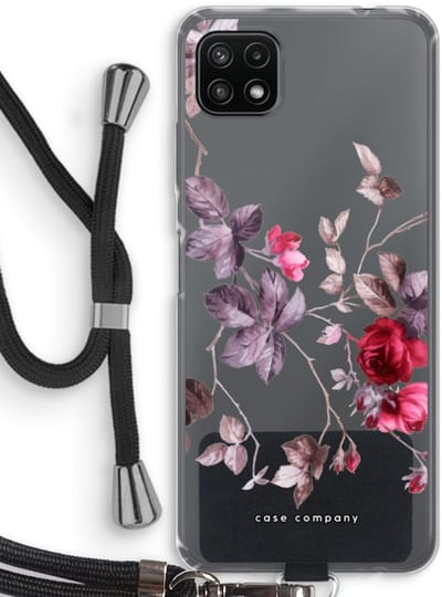 Case Company® - Hoesje met koord geschikt voor Samsung Galaxy A22 5G hoesje met Koord - Mooie bloemen - Telefoonhoesje met Zwart Koord - Bescherming aan alle Kanten en Over de Schermrand