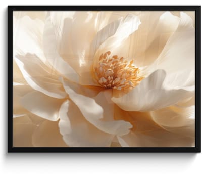 Poster in lijst - Fotolijst 70x50 cm - Posters - Close up - Pioenroos - Wit - Posterlijst zwart - Decoratie - Wanddecoratie woonkamer - Muurdecoratie slaapkamer