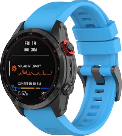 By Qubix - Geschikt voor Garmin bandje - 26mm Quickfit - Siliconen sportbandje - Blauw - Geschikt voor Garmin Fenix 7X / 6X / 5X