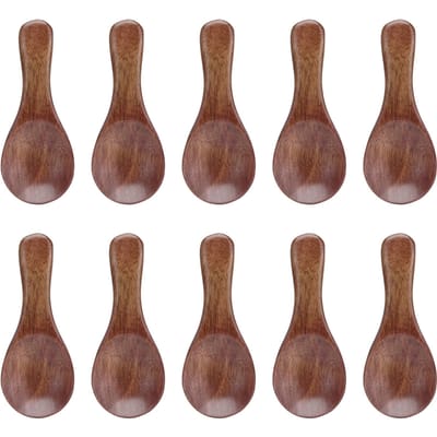 10 stuks Kleine Houten Lepels Koken Kruidenlepels voor Keuken Kruiden Olie Koffie Thee Suiker L(for 6.5-9kg) brown