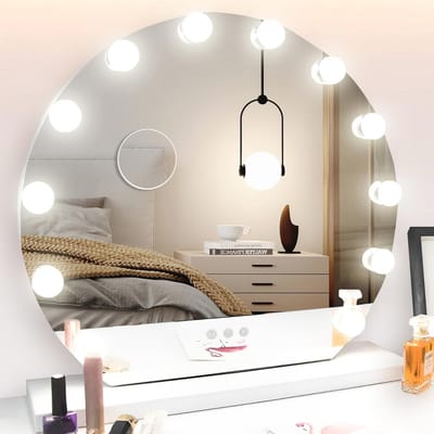 Hollywood Make Up Spiegel met Dimbare Verlichting en 10x Vergroting - Ø 55cm - 3 Lichtkleuren