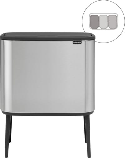Brabantia Bo Touch Bin Prullenbak - 3 x 11 liter - Afvalscheiding - Matt Steel Fingerprint Proof