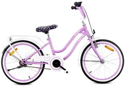 SUN BABY Heart Bike Fiets voor een meisje van 6 tot 10 jaar, 20 inch, v-rem, tandheugel, kinderfiets in hoogte verstelbaar (Violet)