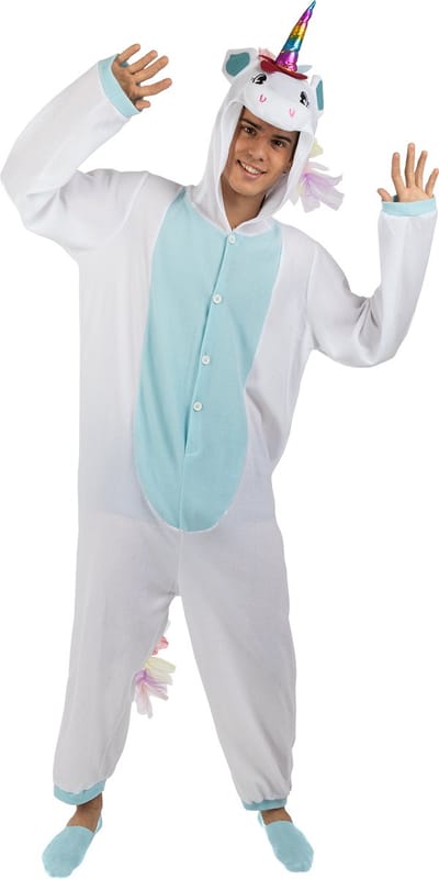 FUNIDELIA Blauw Eenhoorn Onesie Kostuum - Maat: L-XL